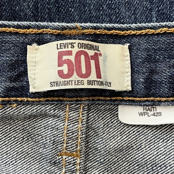Levis 501 Denim Jeans Mens 32" x 36" Button Fly Straight Leg Blue Y2K Red Tab - Picture 3 of 12